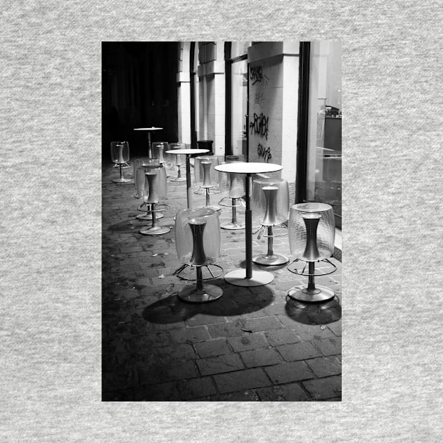 Pavia. Cafe at Night. Black and White. 2010 by IgorPozdnyakov